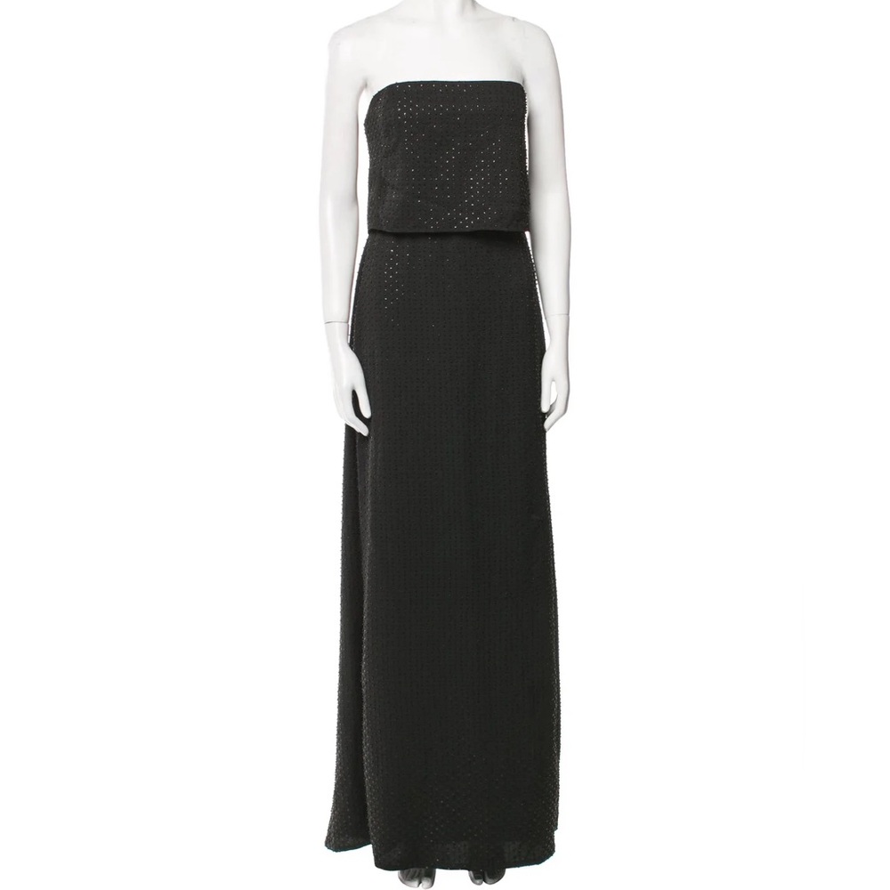 Halston Heritage Black Strapless Beaded Gown